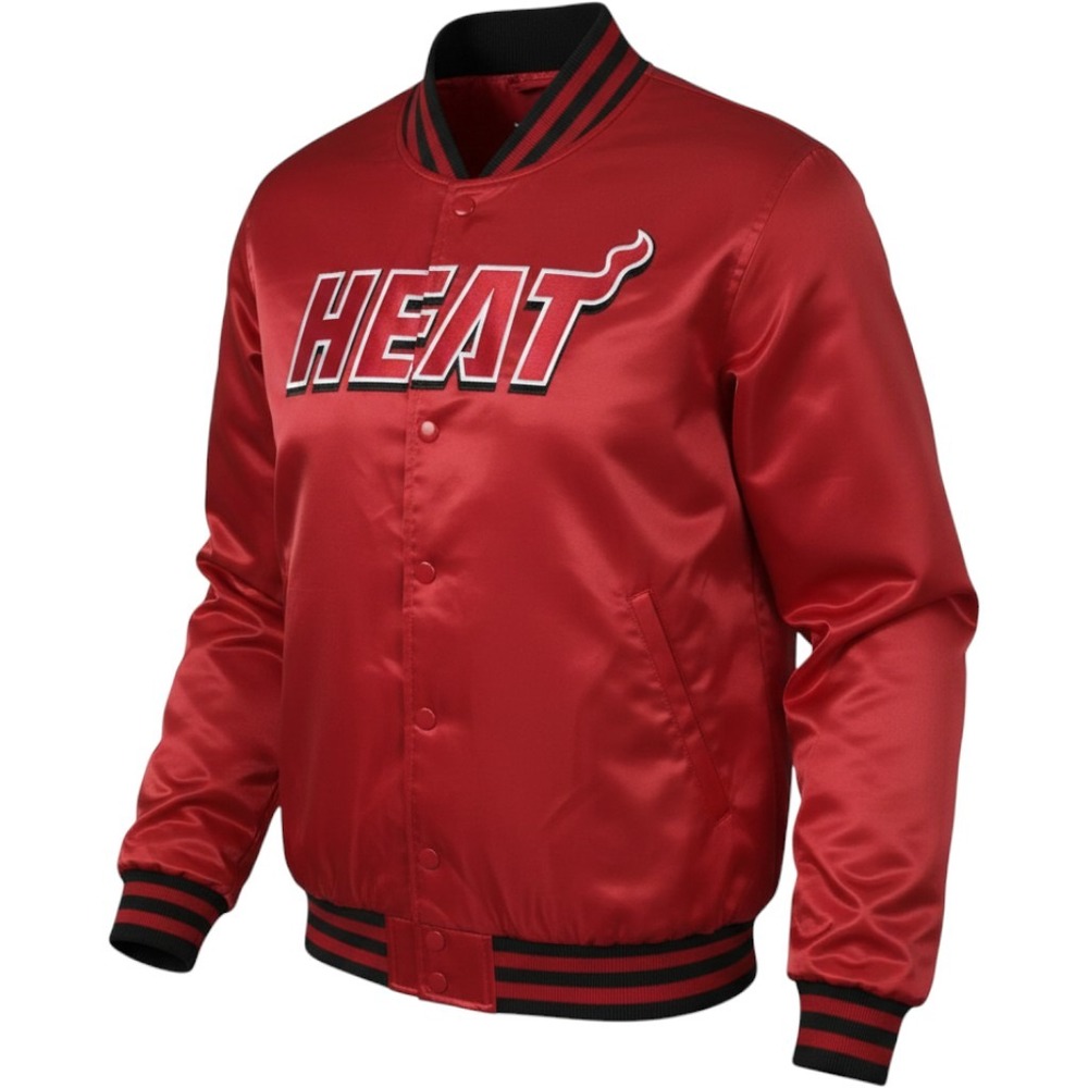 Ultra Game NBA Miami Heat Varsity Jacket Mens Small Red Bomber Embroidered